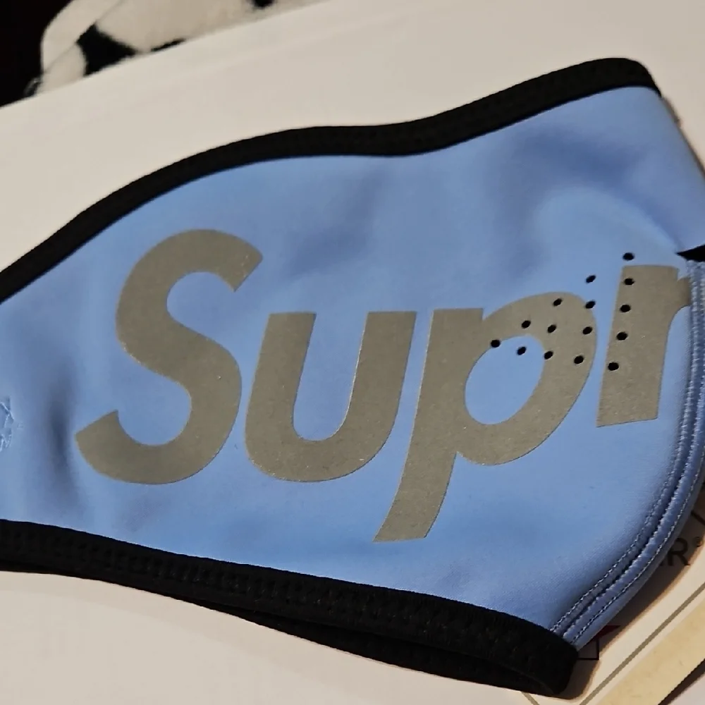 Supreme Light Blue and Gray Face Mask